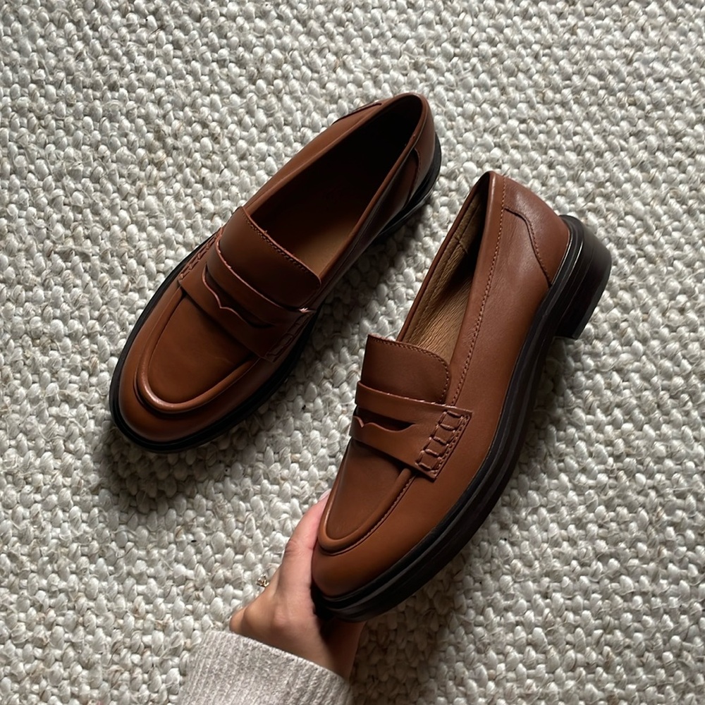 Madewell Brown Leather Penny Loafers